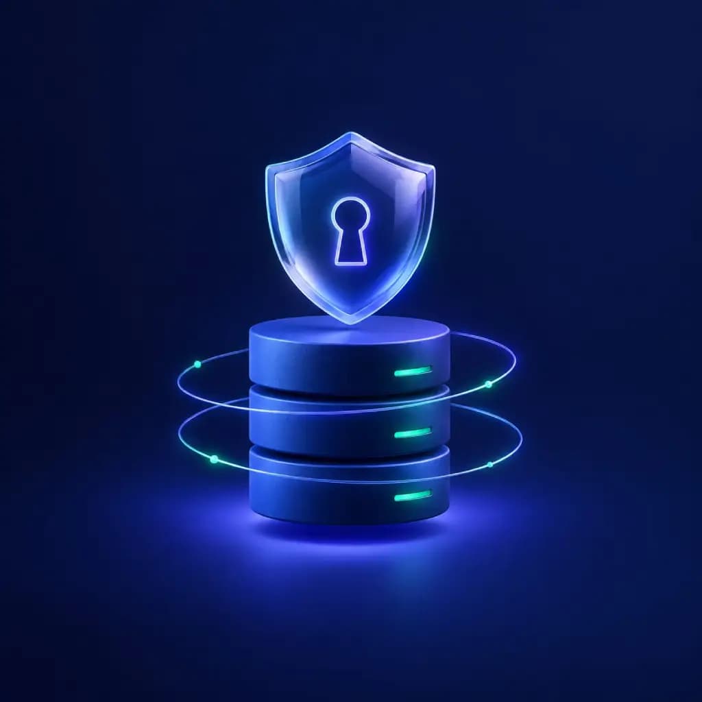 An illustration of a shield protecting stored data.